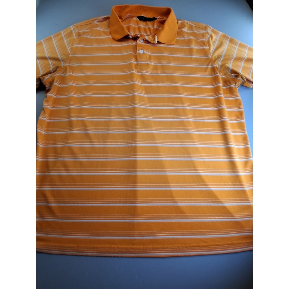 Men's Polo Golf Shirt Size XL Color orange Striped Walter Hagen